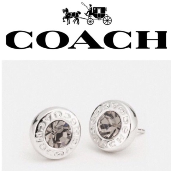 COACH Silver round Diamond stud earrings - Picture 1 of 6